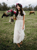Two Piece Lace Wedding Dresses,Ankle Length Wedding Dress,WD00325