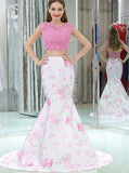 Two Piece Mermaid Prom Dresses,Printed Prom Dress,PD00374