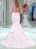 Two Piece Mermaid Prom Dresses,Printed Prom Dress,PD00374