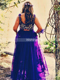 Two Piece Plus Size Prom Dresses,Royal Blue Plus Size Prom Dress,Long Plus Size Dress,PD00248