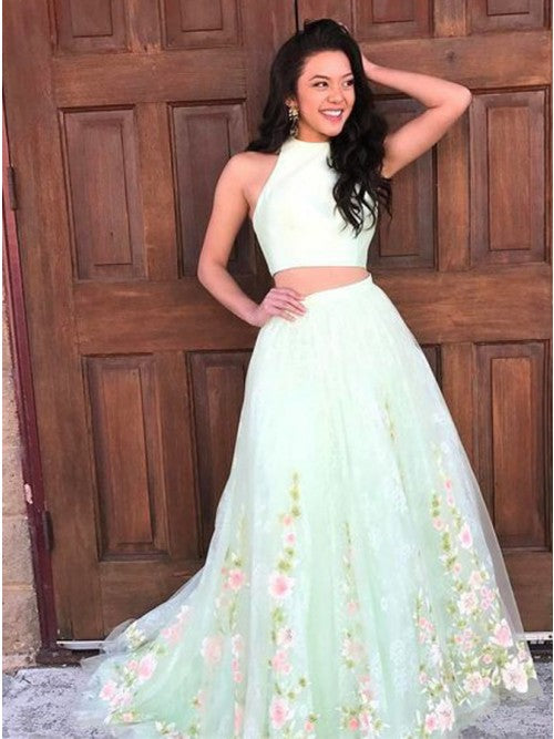 Two Piece Prom Dress For Teens,Prom Dress with Embroidery,PD00442 -  Wishingdress