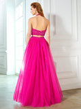 Two Piece Prom Dresses,Halter Prom Dress,Floor Length Prom Dress,PD00288