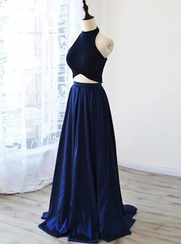 Two Piece Prom Dresses,Modest Prom Dress,Taffeta Prom Dress,Floor Leng