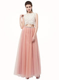 Two Piece Prom Dresses,Peach Prom Dress,Elegant Prom Dress,Prom Dress for Teens,PD00202