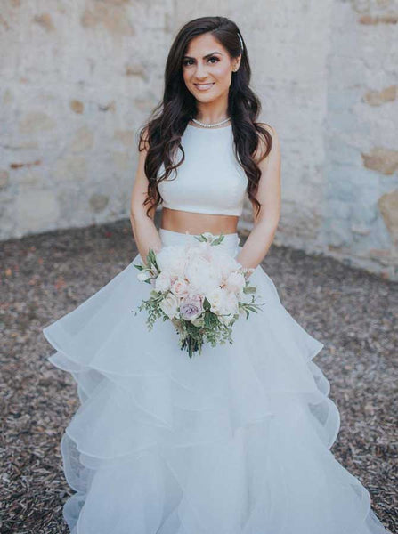 Two Piece Wedding Dresses,Ruffled Wedding Dress,WD00322