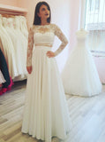 Two Piece Wedding Dresses,Wedding Dress with Sleeves,Long Wedding Dress,WD00206