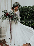 Two Piece Wedding Dresses with Sleeves,Rustic Bridal Dress,WD00329