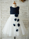 Two Tone Flower Girl Dresses,Flower Girl Dress with Flowers,Girl Party Dress,FD00073