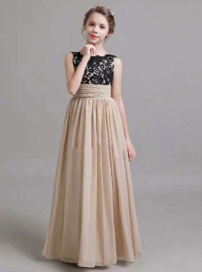 Two Tone Junior Bridesmaid Dress,Chiffon Long Junior Bridesmaid Dress,JB00060 J12 / Burgundy