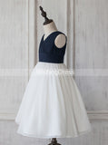 Two Tone Junior Bridesmaid Dresses,Simple Flower Girl Dress,JB00020