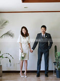 V-neck Short Wedding Dress,Outdoor Bridal Dress,WD00437