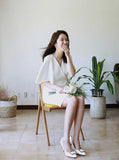 V-neck Short Wedding Dress,Outdoor Bridal Dress,WD00437