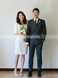 V-neck Short Wedding Dress,Outdoor Bridal Dress,WD00437