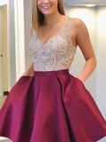 A-line Homecoming Dress,Cocktail Dress with Pockets,Sparkly Sweet 16 Dress,HC00014