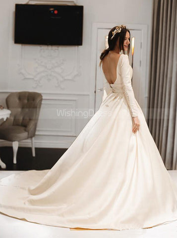 products/vintage-a-line-wedding-dress-with-sleeves-open-back-satin-wedding-dress-wd00358-1.jpg