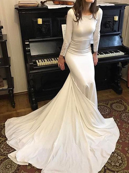 Vintage Bridal Gowns,Mermaid Wedding Dress with Sleeves,WD00347