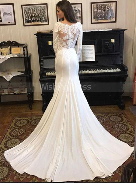 Vintage Bridal Gowns,Mermaid Wedding Dress with Sleeves,WD00347