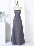 Vintage Bridesmaid Dresses,Grey Bridesmaid Dress,Satin Bridesmaid Dress,BD00309