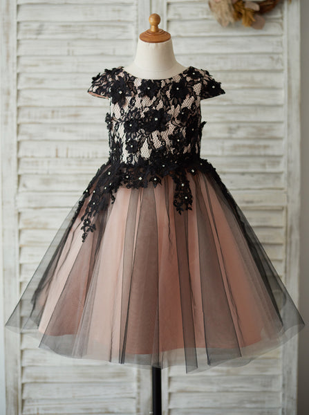 Vintage Flower Girl Dress with Cap Sleeves,Girl Party Dress,FD00104