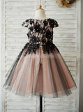 Vintage Flower Girl Dress with Cap Sleeves,Girl Party Dress,FD00104