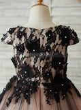 Vintage Flower Girl Dress with Cap Sleeves,Girl Party Dress,FD00104