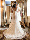 Vintage Wedding Dresses,Lace Bridal Dress,Mermaid Wedding Dress,Rustic Wedding Gown,WD00110