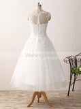 Vintage Wedding Dresses,Tea Length Wedding Dress,Destination Bridal Dress,WD00218