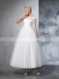 Vintage Wedding Gowns,Bridal Gown with Sleeves,Ankle Length Wedding Dress,WD00277