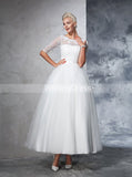 Vintage Wedding Gowns,Bridal Gown with Sleeves,Ankle Length Wedding Dress,WD00277