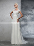 Wedding Dress with Short Sleeves,Chiffon Wedding Dress,Beach Wedding Dress,WD00272