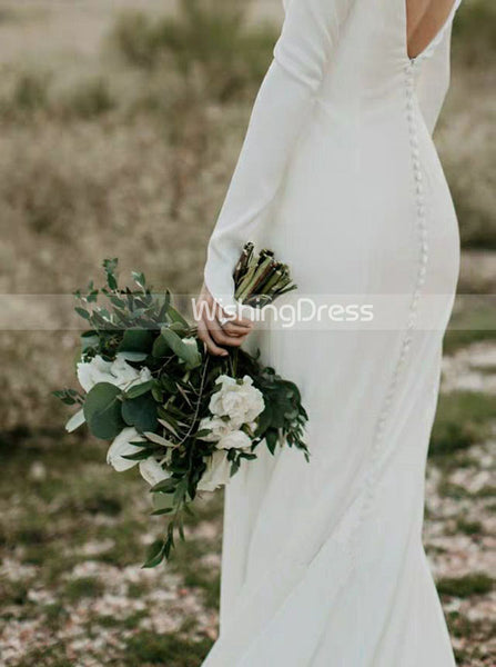 Wedding Dress with Sleeves,Simple Wedding Dress Garden,WD00453