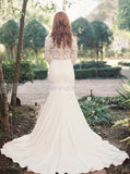 Wedding Dresses with Sleeves,Satin Wedding Dress,Mermaid Bridal Dress,Modern Bridal Gown,WD00139