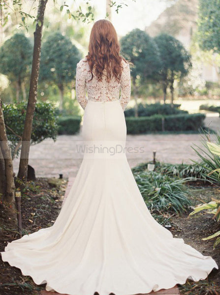 Wedding Dresses with Sleeves,Satin Wedding Dress,Mermaid Bridal Dress,Modern Bridal Gown,WD00139