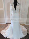 Wedding Dresses with Sleeves,Satin Wedding Dress,Mermaid Bridal Dress,Modern Bridal Gown,WD00139