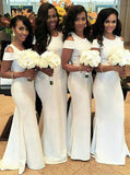 White Bridesmaid Dress,Satin Bridesmaid Dress,Mermaid Bridesmaid Dress,BD00034