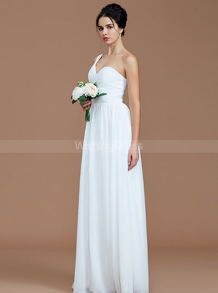White Bridesmaid Dresses,One Shoulder Bridesmaid Dress,Long Bridesmaid Dress,BD00234