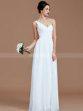 White Bridesmaid Dresses,One Shoulder Bridesmaid Dress,Long Bridesmaid Dress,BD00234