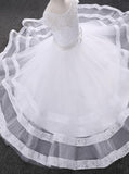 White First Communion Dresses,Tulle Princess Flower Girl Dress,FD00094