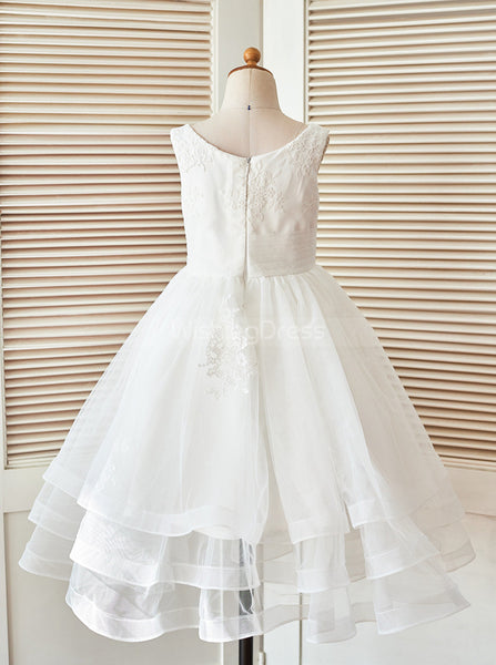 White Flower Girl Dress,Layered Flower Girl Dress,FD00102