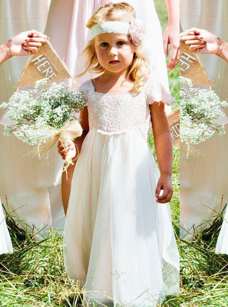 White Flower Girl Dress,Long Flower Girl Dress,Cute Flower Girl Dress,FD00030