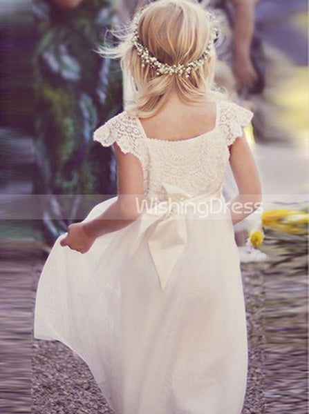 White Flower Girl Dress,Long Flower Girl Dress,Cute Flower Girl Dress,FD00030