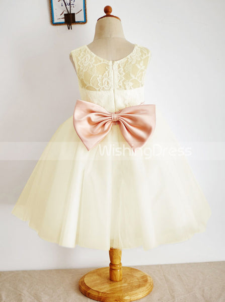 White Flower Girl Dresses,Knee Length Flower Girl Dress,FD00020