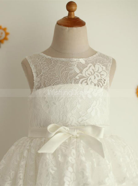White Flower Girl Dresses,Lace Tulle Flower Girl Dress,Ball Gown Flower Girl Dress,FD00095