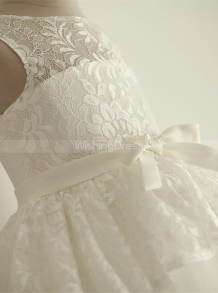 White Flower Girl Dresses,Lace Tulle Flower Girl Dress,Ball Gown Flower Girl Dress,FD00095