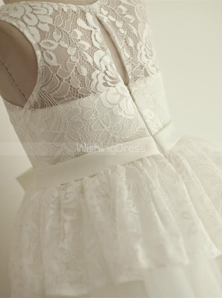 White Flower Girl Dresses,Lace Tulle Flower Girl Dress,Ball Gown Flower Girl Dress,FD00095