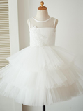 White Flower Girl Dresses,Layered Flower Girl Dress,Ball Gown Flower Girl Dress,FD00033