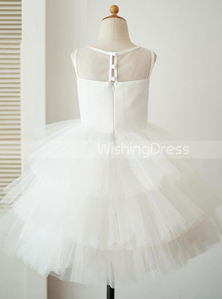 White Flower Girl Dresses,Layered Flower Girl Dress,Ball Gown Flower Girl Dress,FD00033