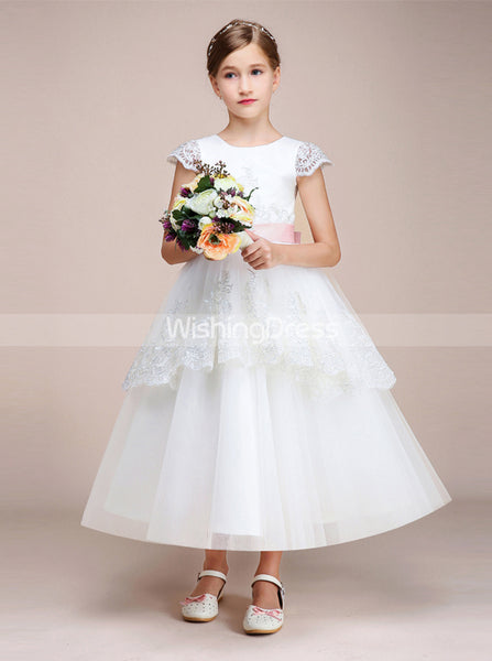 White Flower Girl Dresses,Princess Junior Bridesmaid Dress,JB00038