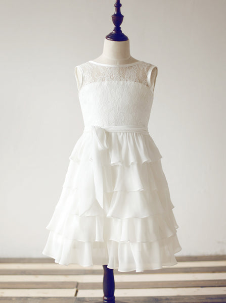 White Flower Girl Dresses,Ruffled Flower Girl Dress,Lovely Flower Girl Dress,FD00075