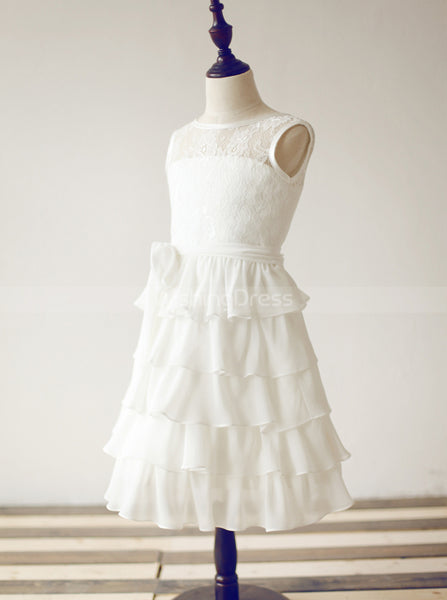 White Flower Girl Dresses,Ruffled Flower Girl Dress,Lovely Flower Girl Dress,FD00075